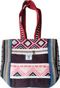 Handcrafted Hemp Tote Bag with Tribal Geometric Design