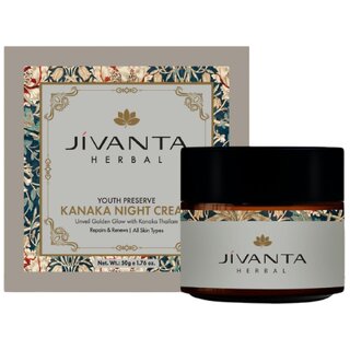 Jivanta Herbal Kanaka Night Face Cream  Night Cream for Glowing Skin, Anti-Aging,  Skin Brightening Moisturizer