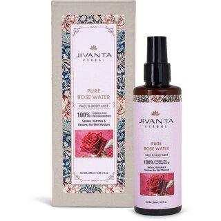 Jivanta Herbal Pure Rose Water  Natural Gulab Jal Facial Toner, Hydrate  Soothe Skin  No Preservatives