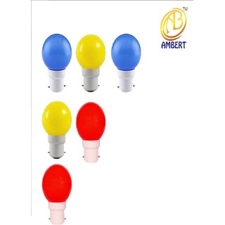 Zero Watt Multicoloured Led Bulb for general  Festive Use - Set of 6