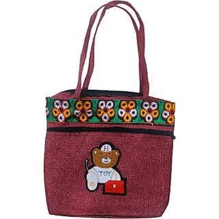 Red Premium Jute Multipurpose Handmade Premium  Bag For Women