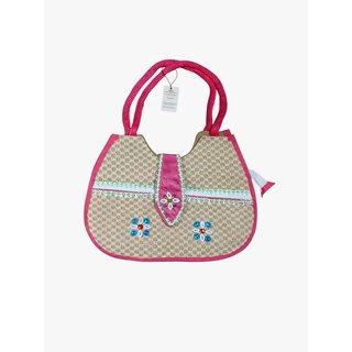 Pink Premium Jute Handcrafted Shoulder Bag For Women