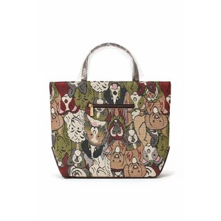 Floral Handwoven Canvas Tote Bag with Faux Leather Handles