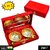 BIYANKA 5-in-1 Gold  Silver Plated Bowl Spoon Tray Set with Velvet Gift Box for Dining Room  for Gift Purpose