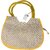 Handcrafted Jute Handbag with Bead  Shell Floral Embellishments