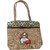 handcrafted teddy printed light brown ladies jute handbag Multipurpose Bag (Brown, 4 L)