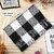 Woolen Muffler for Winter Black White Check Pattern Scarf Soft Warm Fur Lined Neck Muffler for Men