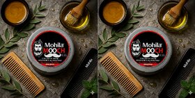 2 Packs Mooch Moustache Wax for Men - Strong Hold  Long Lasting Styling Wax  Natural Look  Original Scent  75g each