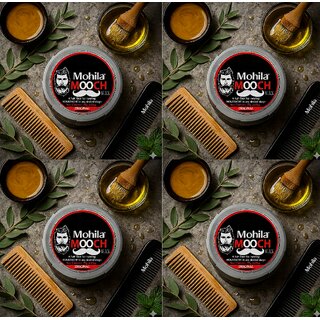4 Packs of Mooch Moustache Wax for Men - Strong Hold  Long Lasting Styling Wax  Natural Look  Original Scent  75g