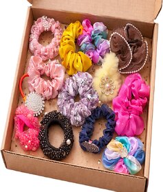 Haya Aura Assorted Scrunchies Combo - 12pcs Hair Accessories for Women