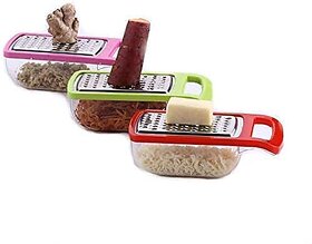 (Pack of 1) Silver Stainless Steel Vegetable & Cheese Grater, For Kitchen (Assorted color)