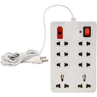 Multi Pin White Extension Board 8 Socket - 1 Switches