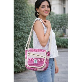 Handwoven Pink Ethnic Crossbody Sling Bag for Women