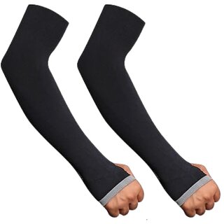 Arm Sleeves for Men  Women, UV Sun Protection Hand Sleeves for Biking, Cycling, Cricket, Golf, Sports, Black - 1 Pack