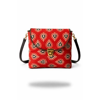 Red Paisley Ethnic Crossbody Sling Bag