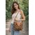 Womens Teal Textured Sling Bag with Tan Flap