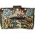 Abstract Tapestry Crossbody Sling Bag with Black Leather Strap