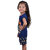 Kid Kupboard Cotton Girls T-Shirt and Short Set, Dark Blue, Half-Sleeves, 7-8 Years KIDS8180