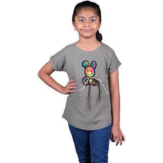 Kid Kupboard Cotton Girls Top, Grey, Half-Sleeves, 9-10 Years KIDS8182