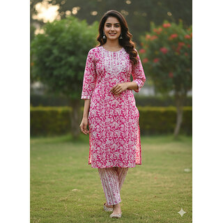 JS Tradition Floral Print Kurta, Palazzo & Dupatta Set