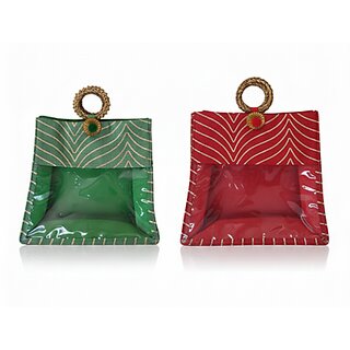 Green  Gold Embroidered Gota Patti Potli Bag