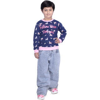 Kid Kupboard Cotton Girls Sweatshirt, Multicolor, Full-Sleeves, 7-8 Years KIDS8208