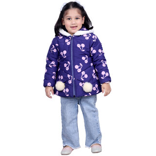 Kid Kupboard Cotton Girls Jacket, Dark Blue, Full-Sleeves, 5-6 Years KIDS8221