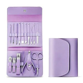 Manicure Set Nail Clipper Kit 16 Pieces Stainless Steel Professional Grooming Kit for Hand Feet and Facial Care Assorted Color