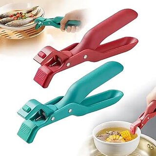 Anti-Scald Silicone Bowl Holder Clips | Heat-Resistant Non-Slip Plate Gripper Clamp for Microwave Oven Steamer Toaster | Kitchen Tongs for Hot Bowls Dishes | Multicolor | (Pack of 1)