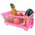 3 in 1 Durable Plastic Kitchen Sink Large Dish Rack Drainer With Tray Drying Basket for Utensils and Dishes Pink
