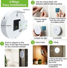 8 LED Night Lights With USB Charging  Double-Sided Adhesive Pads (2 Pc)