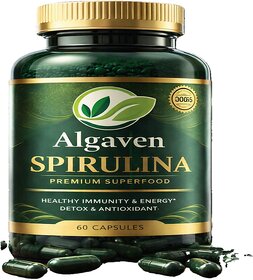Algaven Spirulina Capsules - Premium Superfood Supplements for Enhanced Natural Energy, Immune Support, and Comprehensive Wellness Boost
