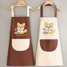 Cooking Apron For Women Comfortable Wear-resistant Chef Apron For Cooking Washable  Apron With Pocket (Pack of 2)