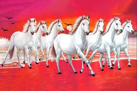 Vastu Seven Horse Running Sticker (Size 45 X 30 Cm.)