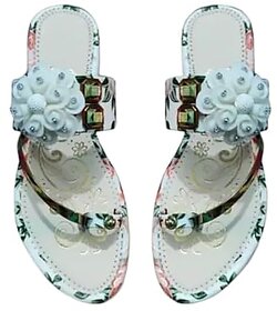 Wellmax Womens White Traditional Ethnic Design Flat Sandal