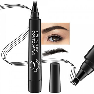 Eyebrow Contouring Pen, Waterproof Microblading Eyebrow Pencil with 4-Prong Micro-Fork-Tip Applicator