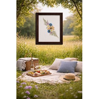 Handmade Pressed Flower Art - Elegant Floral Wall Decor for Home and Gallery - Unique Nature-Inspired Artwork - Botanical Prints in Dark Wooden Frame