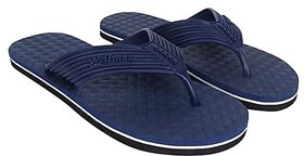 Wellmax Men Traditional Lightweight and Comfortable Slippers (Navy Blue)