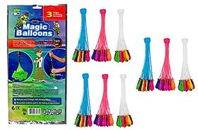 Quick Magic Balloon For Holi Water Balloons Mix Color Crazy Quick Fill in 60 Seconds Set of 9 with 1 Universal tap Adapter (333 Balloons) Mix Color