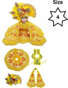 Tiny Shiny Laddu Gopal Poshak Thakur Ji Dress Heavy Designer Dress for Kanha Ji Fancy Dress(Size-4 , Inch-8)
