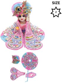 Tiny Shiny Laddu Gopal Poshak Thakur Ji Dress Heavy Designer Dress(Size-2 , Inch-6)