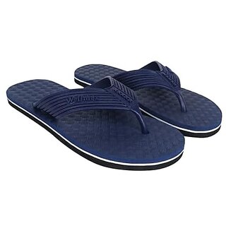 Wellmax Men Traditional Lightweight and Comfortable Slippers (Navy Blue)