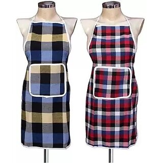 Cotton Home Use Apron - Free Size Buy one get one - Two Apron (Multicolor)