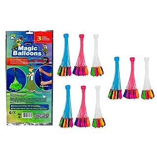 Quick Magic Balloon For Holi Water Balloons Mix Color Crazy Quick Fill in 60 Seconds Set of 9 with 1 Universal tap Adapter (333 Balloons) Mix Color