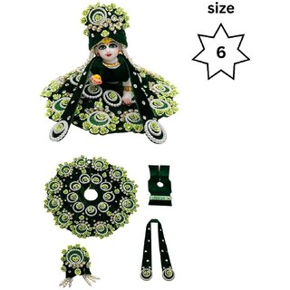Tiny Shiny Laddu Gopal Poshak Thakur Ji Dress Heavy Designer Dress for Kanha Ji Fancy Dress(Size-6 , Inch-12)