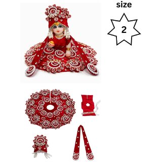 Tiny Shiny Laddu Gopal Poshak Thakur Ji Dress Heavy Designer Dress for Kanha Ji Fancy Dress(Size-2 , Inch-6)