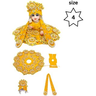 Tiny Shiny Laddu Gopal Poshak Thakur Ji Dress Heavy Designer Dress for Kanha Ji Fancy Dress(Size-4 , Inch-8)