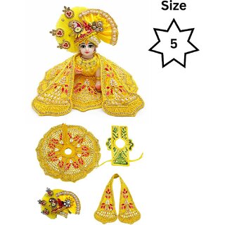 Tiny Shiny Laddu Gopal Poshak Thakur Ji Dress Heavy Designer Dress for Kanha Ji Fancy Dress(Size-5 , Inch-10)