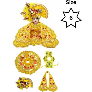 Tiny Shiny Laddu Gopal Poshak Thakur Ji Dress Heavy Designer Dress for Kanha Ji Fancy Dress(Size-6 , Inch-12)