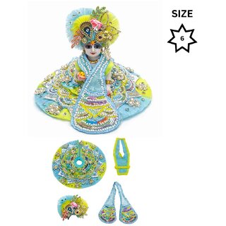 Tiny Shiny Laddu Gopal Poshak Thakur Ji Dress Heavy Designer Dress(Size-6 , Inch-12)